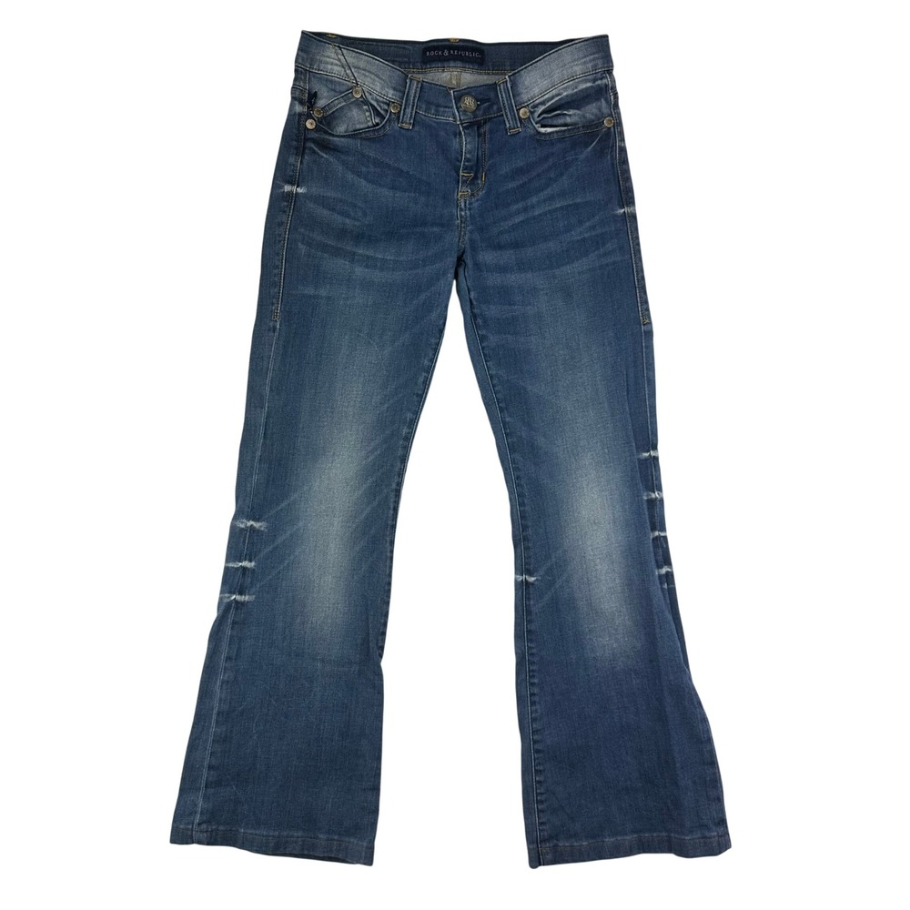 Rock & Republic Jeans Womens Roth Bootcut 2‎ Blue Medium Wash Denim Y2K Low Rise